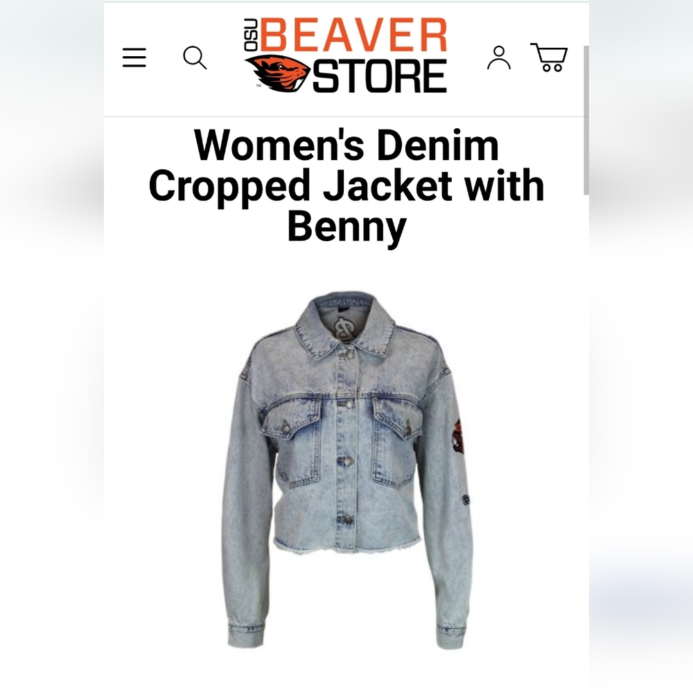 Oregon State Beavers Womens Denim Cropped Benny Jean Jacket XS Hype And Vice NWT